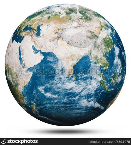 Planet Earth globe isolated. Elements of this image furnished by NASA. 3d rendering. Planet Earth globe isolated