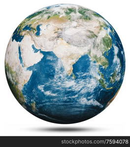 Planet Earth globe isolated. Elements of this image furnished by NASA. 3d rendering. Planet Earth globe isolated