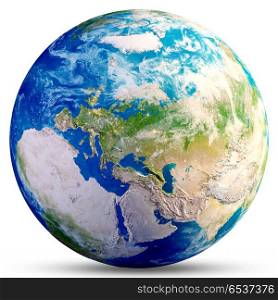 Planet Earth globe. Planet Earth globe. Elements of this image furnished by NASA. 3d rendering. Planet Earth globe