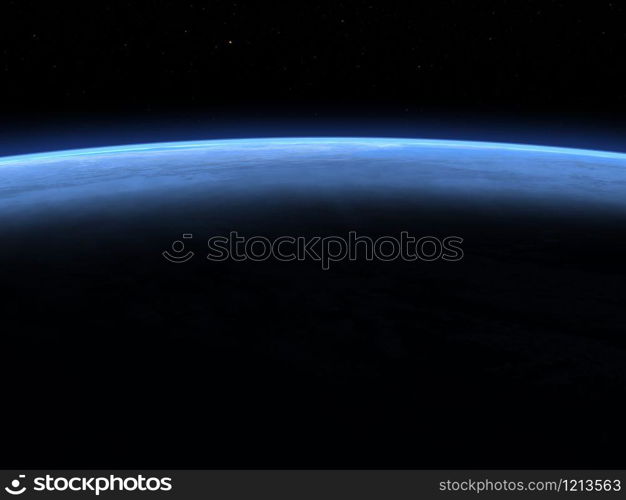 Planet earth horizon in space, elements of this image furnished by NASA- 3D render