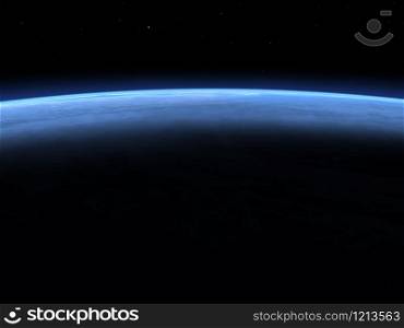 Planet earth horizon in space, elements of this image furnished by NASA- 3D render