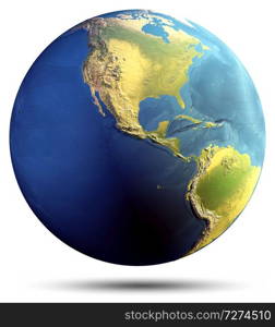 Planet Earth isolated. Elements of this image furnished by NASA. 3d rendering. Planet Earth isolated