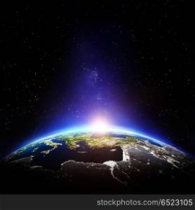 Planet Earth night 3d rendering. Planet Earth night. Elements of this image furnished by NASA 3d rendering. Planet Earth night 3d rendering