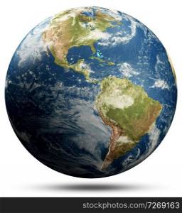 Planet Earth - North and South America. Elements of this image furnished by NASA. 3d rendering. Planet Earth - North and South America