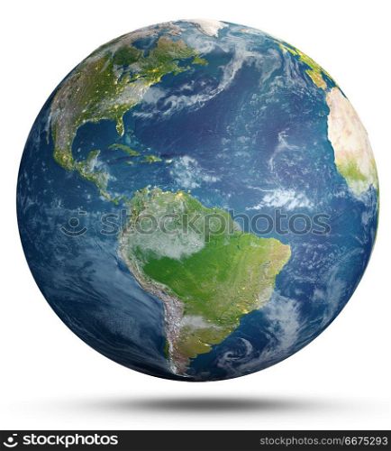 Planet Earth on white. 3d rendering. Planet Earth on white. Elements of this image furnished by NASA. 3d rendering. Planet Earth on white. 3d rendering