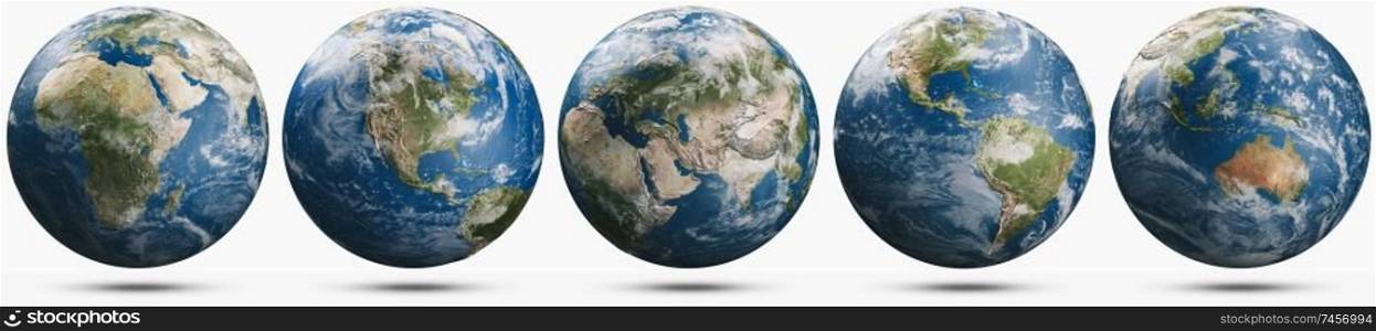 Planet Earth weather globe set. Elements of this image furnished by NASA. 3d rendering. Planet Earth weather globe set