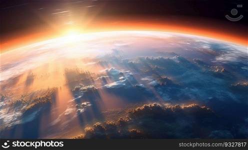 Planet Earth with a spectacular sunset AI generated image