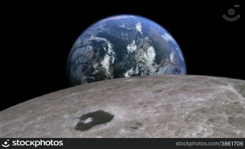 Planet earth with moon in space