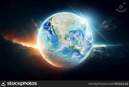 Planet Earth with on space background. Elements of this image furnished by NASA.