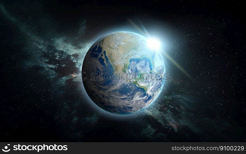 Planet Earth with on space background. Elements of this image furnished by NASA.