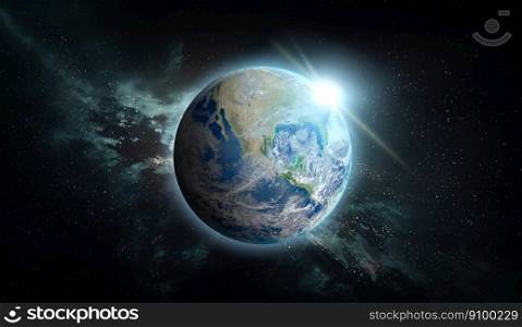 Planet Earth with on space background. Elements of this image furnished by NASA.