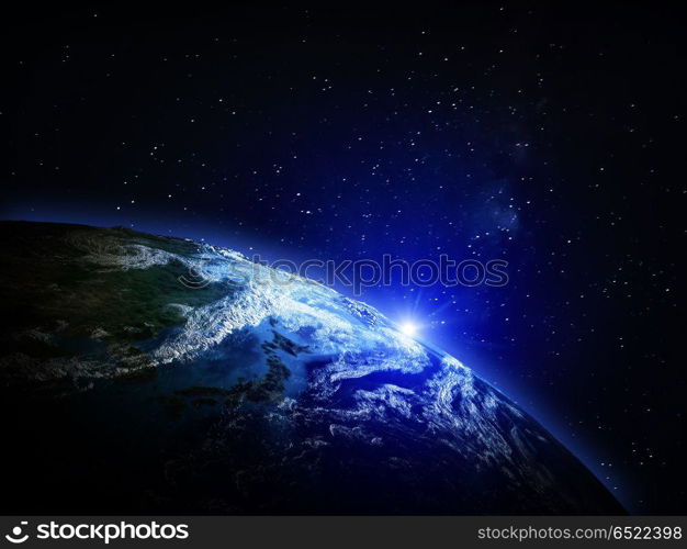 Planet from space 3d rendering. Planet from space. Elements of this image furnished by NASA 3d rendering. Planet from space 3d rendering