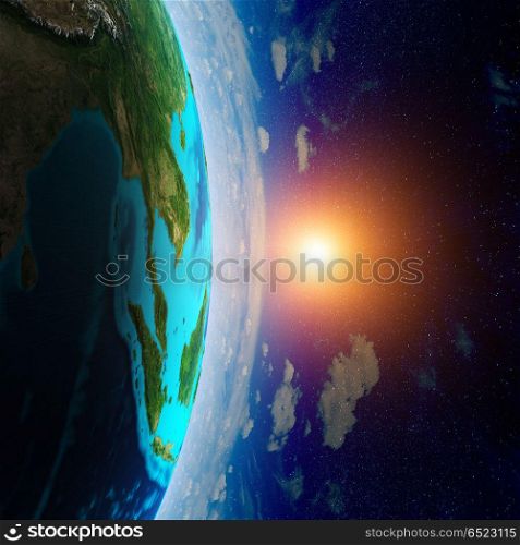 Planet from space 3d rendering. Planet from space. Elements of this image furnished by NASA 3d rendering. Planet from space 3d rendering