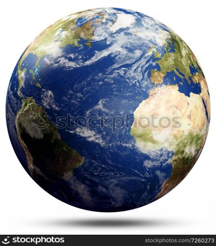 Planet globe - Atlantic. Elements of this image furnished by NASA. 3d rendering. Planet globe - Atlantic