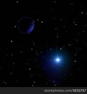 Planet in a deep space against stars and nebula. Elements of this image furnished by NASA.. Planet in a deep space against stars.