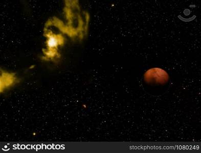 "Planet in a space against stars and nebula. "Elements of this image furnished by NASA" 3D rendering.. Planet in a space against stars. 3D rendering."