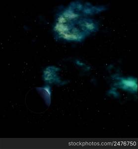 Planet in a space against stars and nebula. Elements of this image furnished by NASA . 3D rendering.. Planet in a space against stars. 3D rendering.