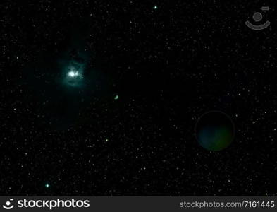 "Planet in a space against stars and nebula. "Elements of this image furnished by NASA". 3D rendering.. Planet in a space against stars. 3D rendering."