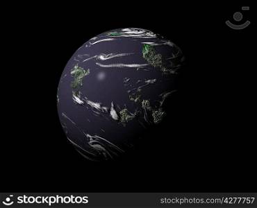Planet isolated over black background