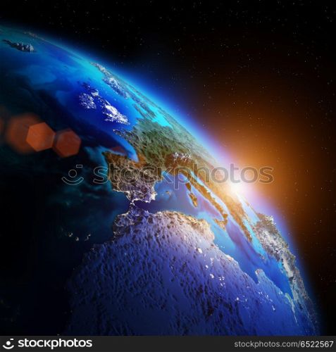 Planet night map 3d rendering. Planet night map. Elements of this image furnished by NASA 3d rendering. Planet night map 3d rendering