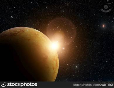Planet Venus in the starry space background, 3D Illustration. Elements for this image is furnished by NASA
