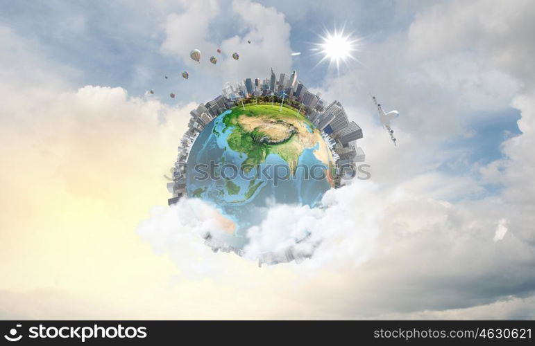 Planet we life in. Our Earth planet and modern life. Elements of this image are furnished by NASA