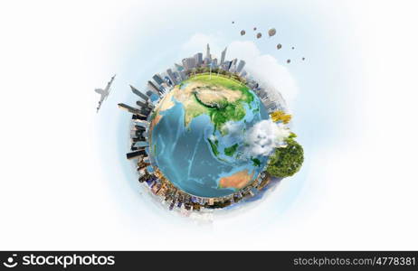 Planet we life in. Our Earth planet and modern life. Elements of this image are furnished by NASA