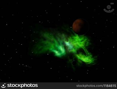 "Planets in a space against stars and nebula. "Elements of this image furnished by NASA". 3D rendering.. Planets in a space against stars. 3D rendering."
