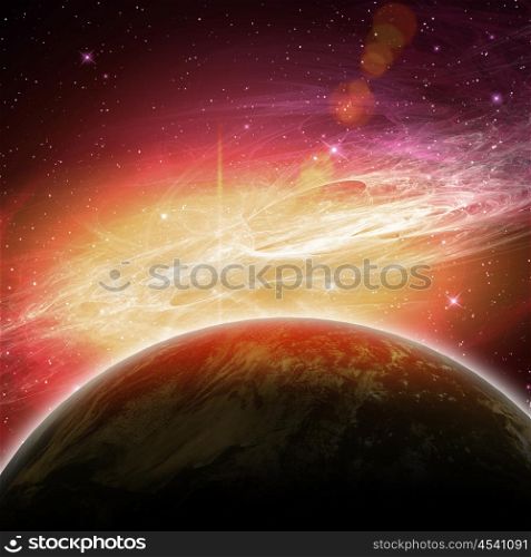 planets in the space and stars with galaxes