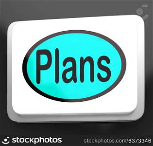 Plans Button Showing Objectives Planning And Organizing