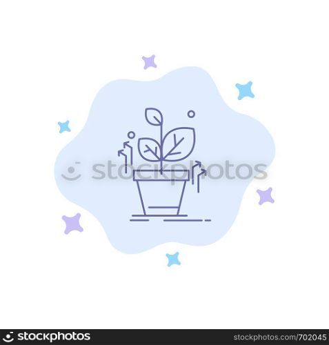 Plant, Grow, Grown, Success Blue Icon on Abstract Cloud Background