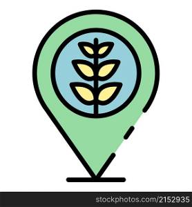 Plant pin map icon. Outline plant pin map vector icon color flat isolated. Plant pin map icon color outline vector