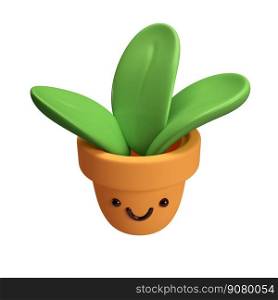 plant with green leaves in pot. Gardening Flower concept. 3d icon render flowerpot isolated on white background with clipping path. Cartoon minimal style.. plant with green leaves in pot. Gardening Flower concept. 3d icon render flowerpot isolated on white background with clipping path. Cartoon minimal style