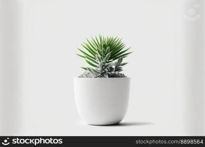 Plants in beautiful ceramic pot, Variety of species to use as decoration. Isolated on a white background. Generative AI