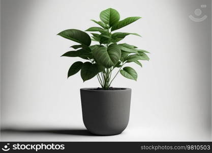 Plants in beautiful ceramic pot, Variety of species to use as decoration. Isolated on a white background. Generative AI