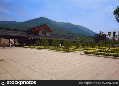 Plants in the courtyard of a temple, Shaolin Monastery, Henan Province, China