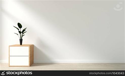 plants on cabinet in modern empty room Japanese style,minimal designs. 3D rendering