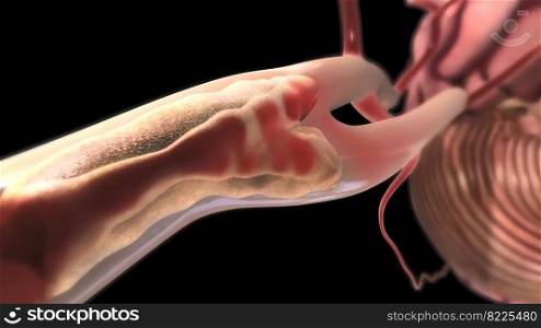 Plaque that forms inside the carotid arteries 3D illustration. Plaque that forms inside the carotid arteries