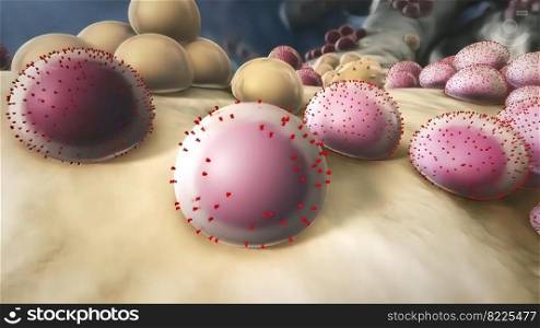 Plasma cell neoplasms occur when abnormal plasma cells form cancerous tumors in bone or soft tissue 3d medical illustration. Plasma cell neoplasms occur when abnormal plasma cells form cancerous tumors in bone or soft tissue