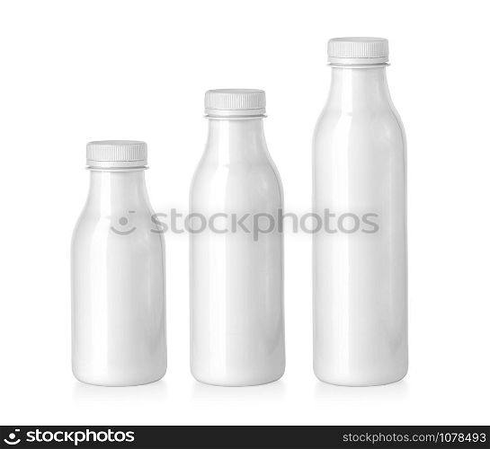 plastc bottle with milk isolated on white