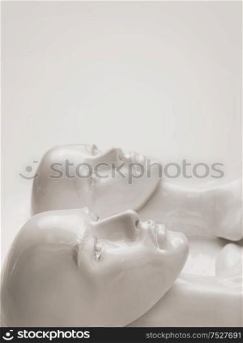 Plaster pieces of mannequin sculptures