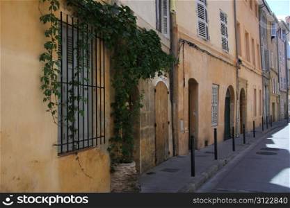 Plastered facades in traditional Provencal colors in Aix-en-provence
