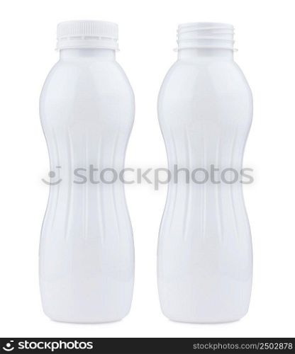 Plastic bottle closed and open, isolated on white background