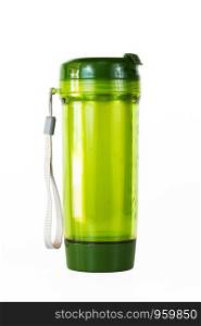 Plastic Bottle, drink, travel green on a white background.