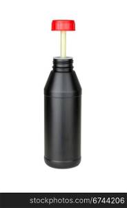 plastic bottle for transmission oil isolated on white background