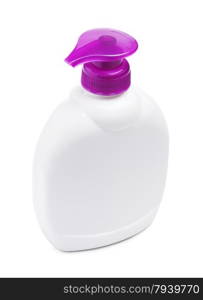 plastic bottle of liquid soap, isolated on white