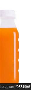 Plastic bottle of organic fresh orange juice. Plastic bottle of organic fresh orange or carrot juice