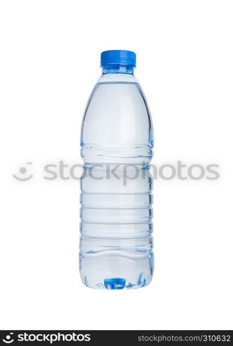 Plastic bottle of still healthy water isolated on white background