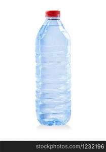 Plastic bottle of still healthy water isolated on white background with clipping path