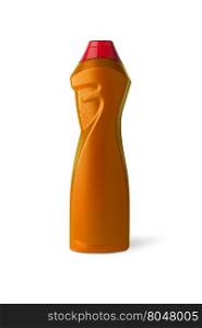 Plastic bottle. Orange color isolated on white background. With clipping path